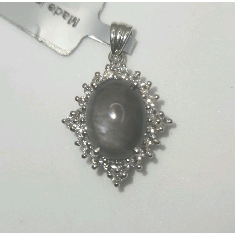 TGGC Silver Sapphire White Topaz Pendant 925 Sterling COA PAVJ34 Annabella NWT
